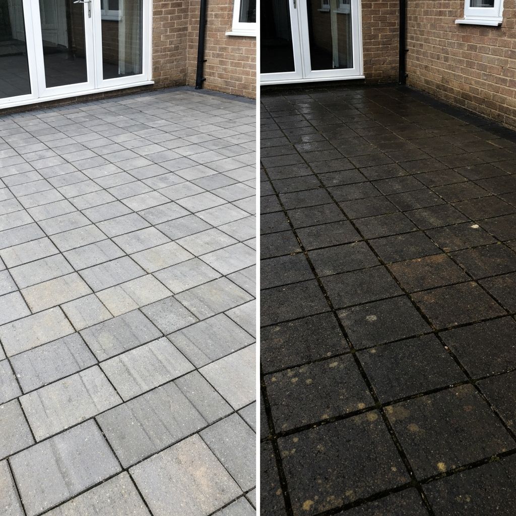 Patio after professional pressure washing in Glasgow